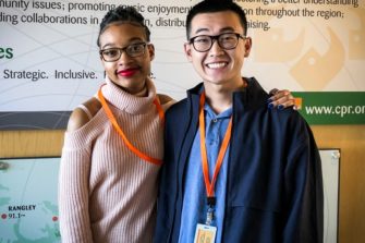 Filmmakers Yolande Morrison and Josh Sun at CPR's studios on Oct. 15, 2019 in Centennial, Colo.